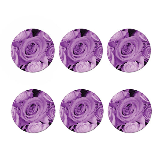 Purple Rose Print Coaster Set