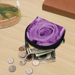 Purple Rose Print Coin Purse