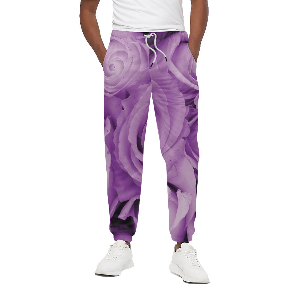 Purple Rose Print Cotton Pants