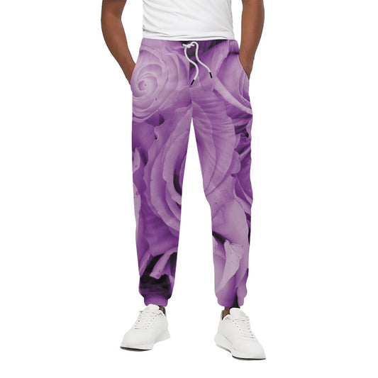 Purple Rose Print Cotton Pants
