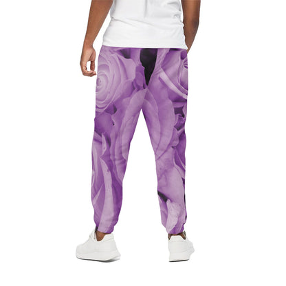 Purple Rose Print Cotton Pants