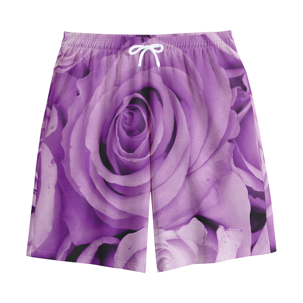 Purple Rose Print Cotton Shorts