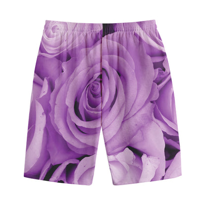Purple Rose Print Cotton Shorts