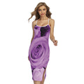Purple Rose Print Cross Back Cami Dress