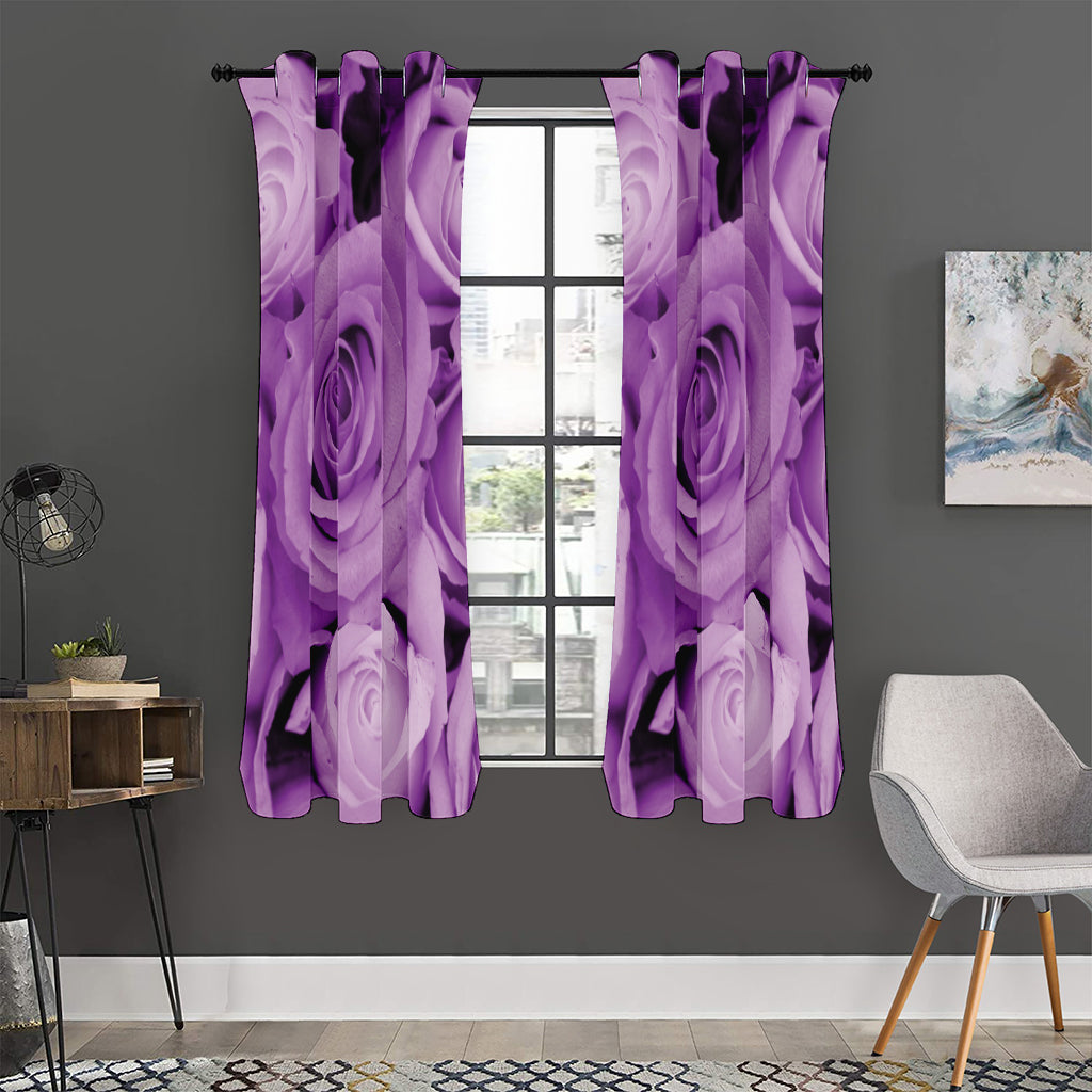 Purple Rose Print Curtain