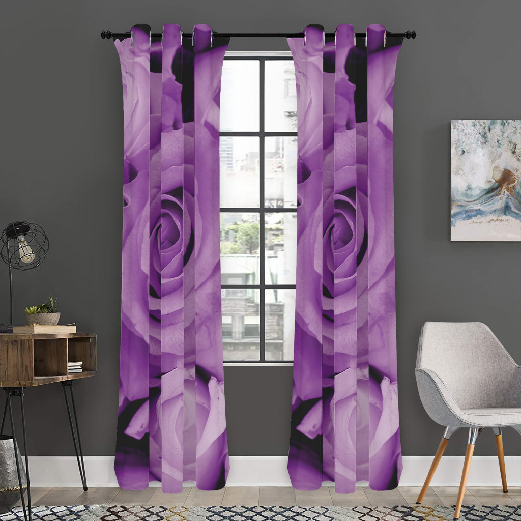 Purple Rose Print Curtain