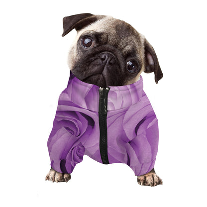 Purple Rose Print Dog Zip Up Jacket