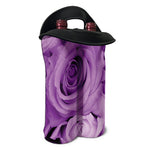 Purple Rose Print Double Neoprene Wine Tote