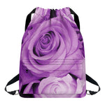 Purple Rose Print Drawstring Backpack