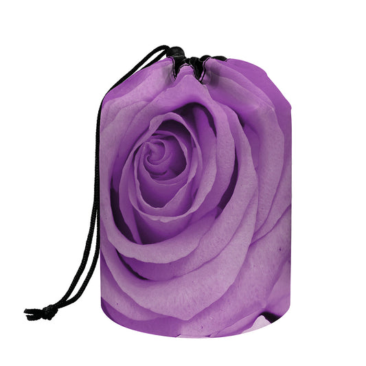 Purple Rose Print Drawstring Makeup Bag