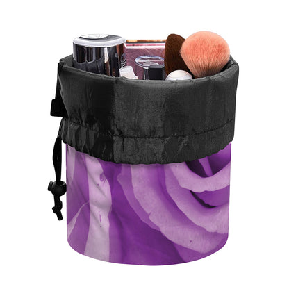 Purple Rose Print Drawstring Makeup Bag