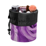 Purple Rose Print Drawstring Makeup Bag