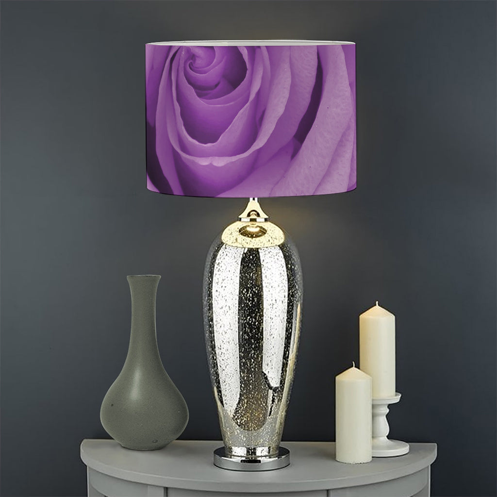 Purple Rose Print Drum Lamp Shade