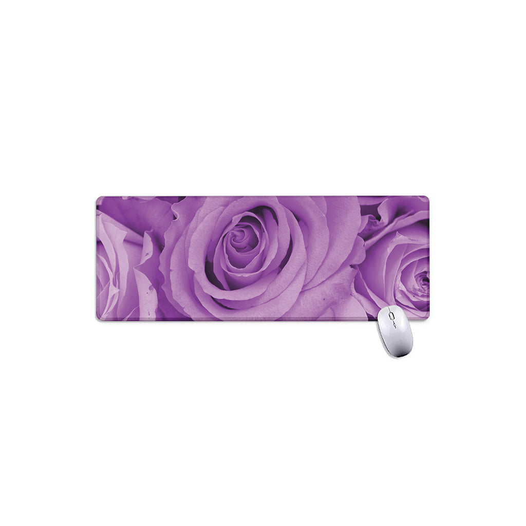 Purple Rose Print Extended Mouse Pad