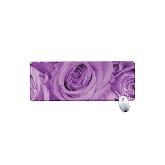 Purple Rose Print Extended Mouse Pad
