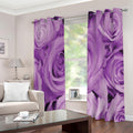 Purple Rose Print Extra Wide Grommet Curtains