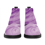 Purple Rose Print Flat Ankle Boots