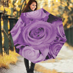 Purple Rose Print Foldable Umbrella