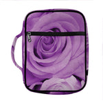Purple Rose Print Front Pocket Bible Bag