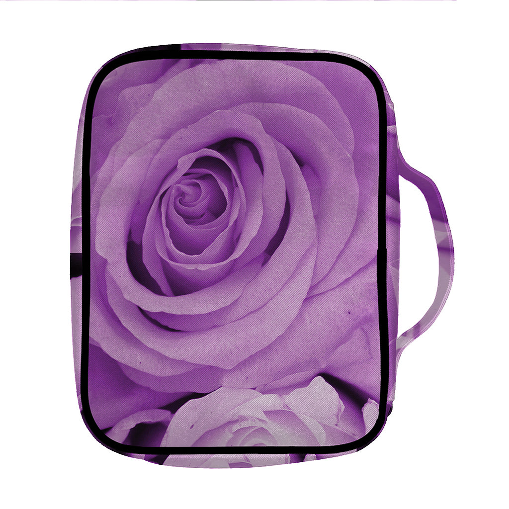 Purple Rose Print Front Pocket Bible Bag