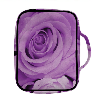 Purple Rose Print Front Pocket Bible Bag