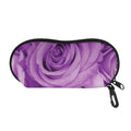 Purple Rose Print Glasses Case