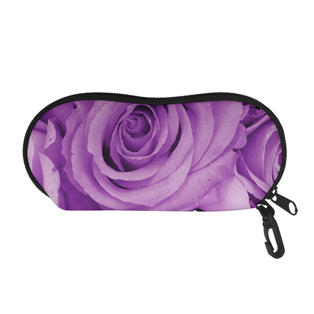 Purple Rose Print Glasses Case