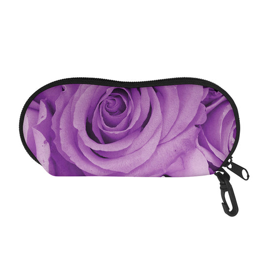 Purple Rose Print Glasses Case