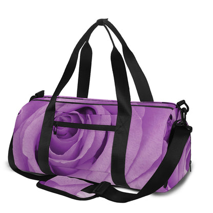 Purple Rose Print Gym Bag