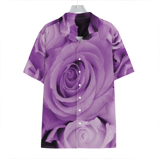 Purple Rose Print Hawaiian Shirt