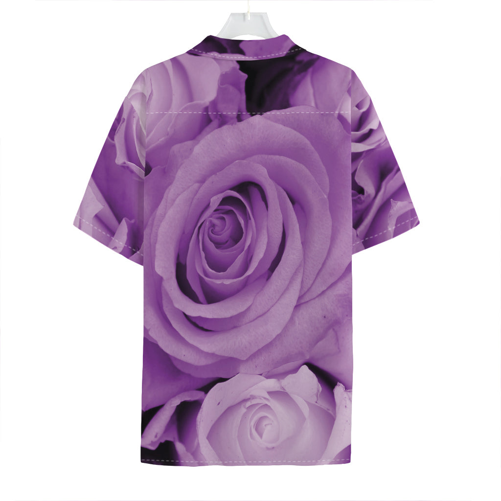 Purple Rose Print Hawaiian Shirt