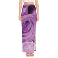 Purple Rose Print High Slit Maxi Skirt