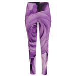 Purple Rose Print High-Waisted Pocket Leggings