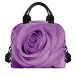 Purple Rose Print Insulated Lunch Bag