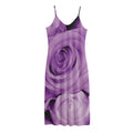 Purple Rose Print Jersey Midi Cami Dress