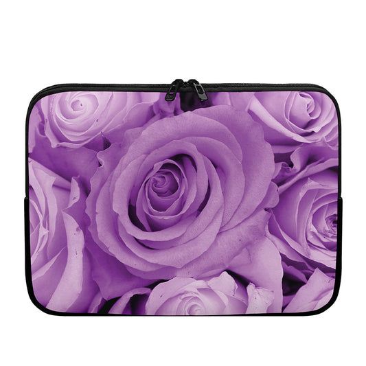 Purple Rose Print Laptop Sleeve