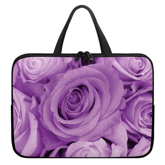 Purple Rose Print Laptop Sleeve With Handle