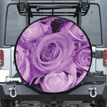 Purple Rose Print Leather Spare Tire Cover