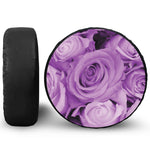 Purple Rose Print Leather Spare Tire Cover