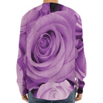 Purple Rose Print Long Sleeve Baseball Jersey