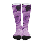 Purple Rose Print Long Socks