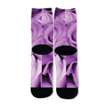 Purple Rose Print Long Socks