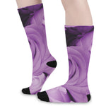 Purple Rose Print Long Socks