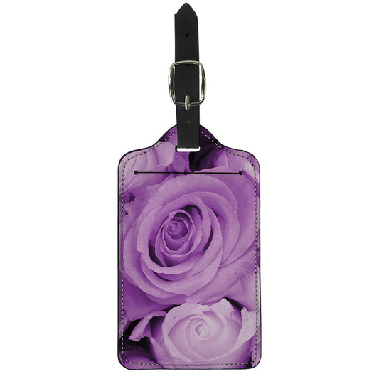 Purple Rose Print Luggage Tag