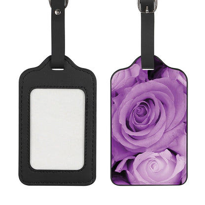 Purple Rose Print Luggage Tag