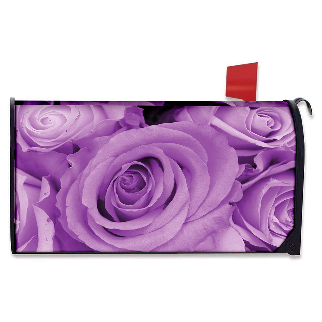 Purple Rose Print Mailbox Cover