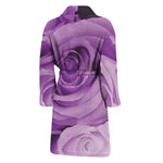 Purple Rose Print Men's Bathrobe