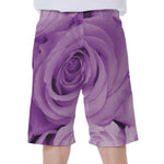 Purple Rose Print Men's Beach Shorts