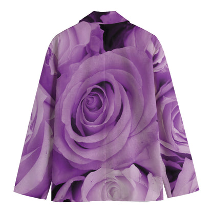 Purple Rose Print Men's Blazer
