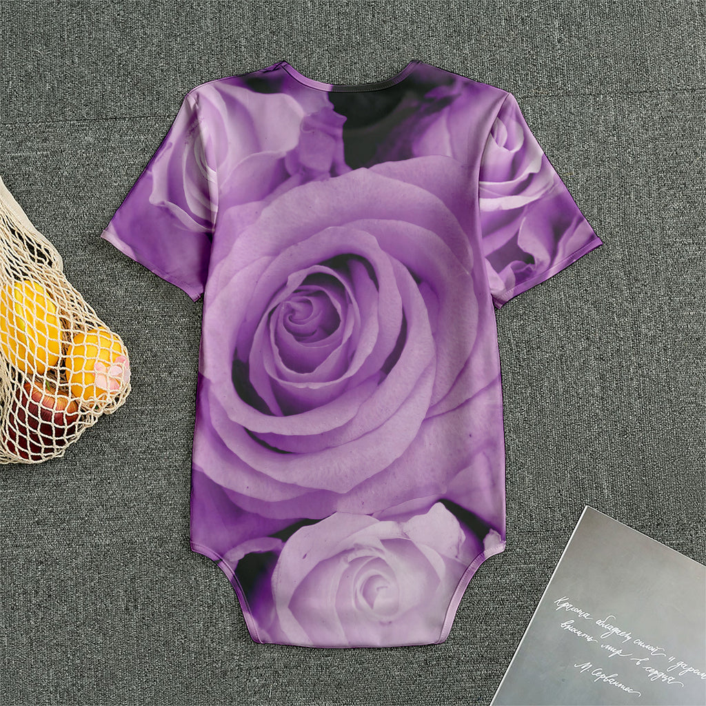 Purple Rose Print Men's Bodysuit